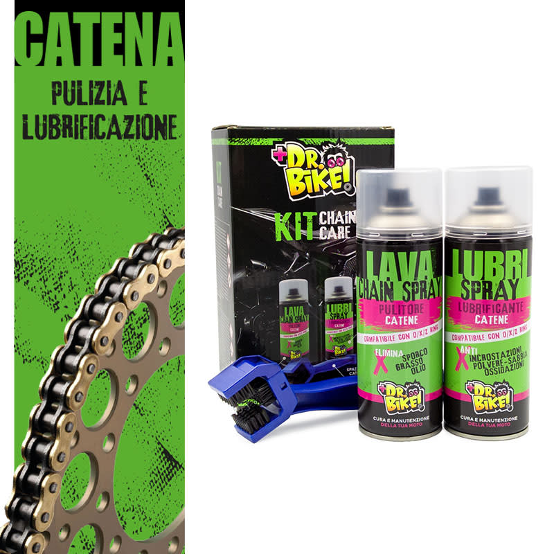 Dr Bike-Moto Kit manutenzione catena CHAIN CARE 3 prodotti in 1