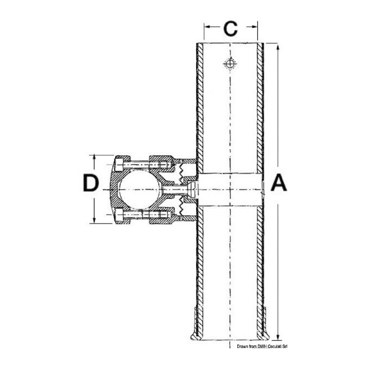 Osculati Soporte de varilla giratorio de 360° para tubería 41.167.60