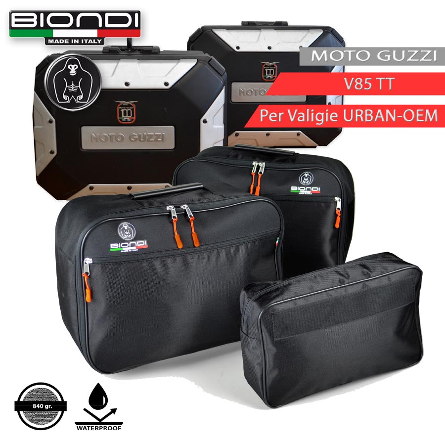 Biondi Borse Interne per Valigie Moto Guzzi V85TT Urban - Tris DX+SX+Beauty