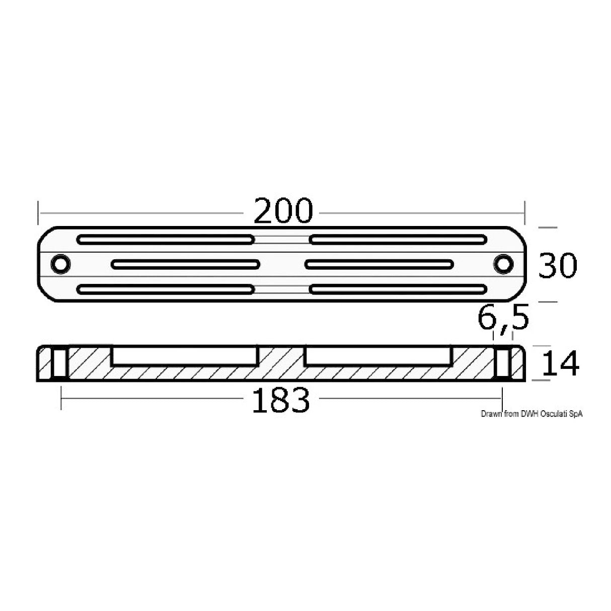 Osculati Universal bar 40/HP up, 2 stroke 43.033.00