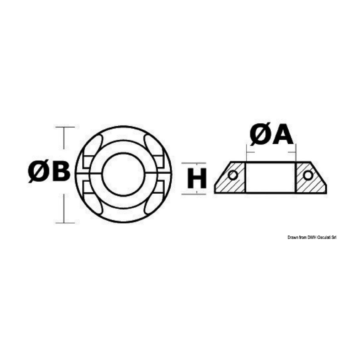 Osculati Ring for Volvo Sail Drive foot with Max-Prop propeller 43.226.42 43.226.42