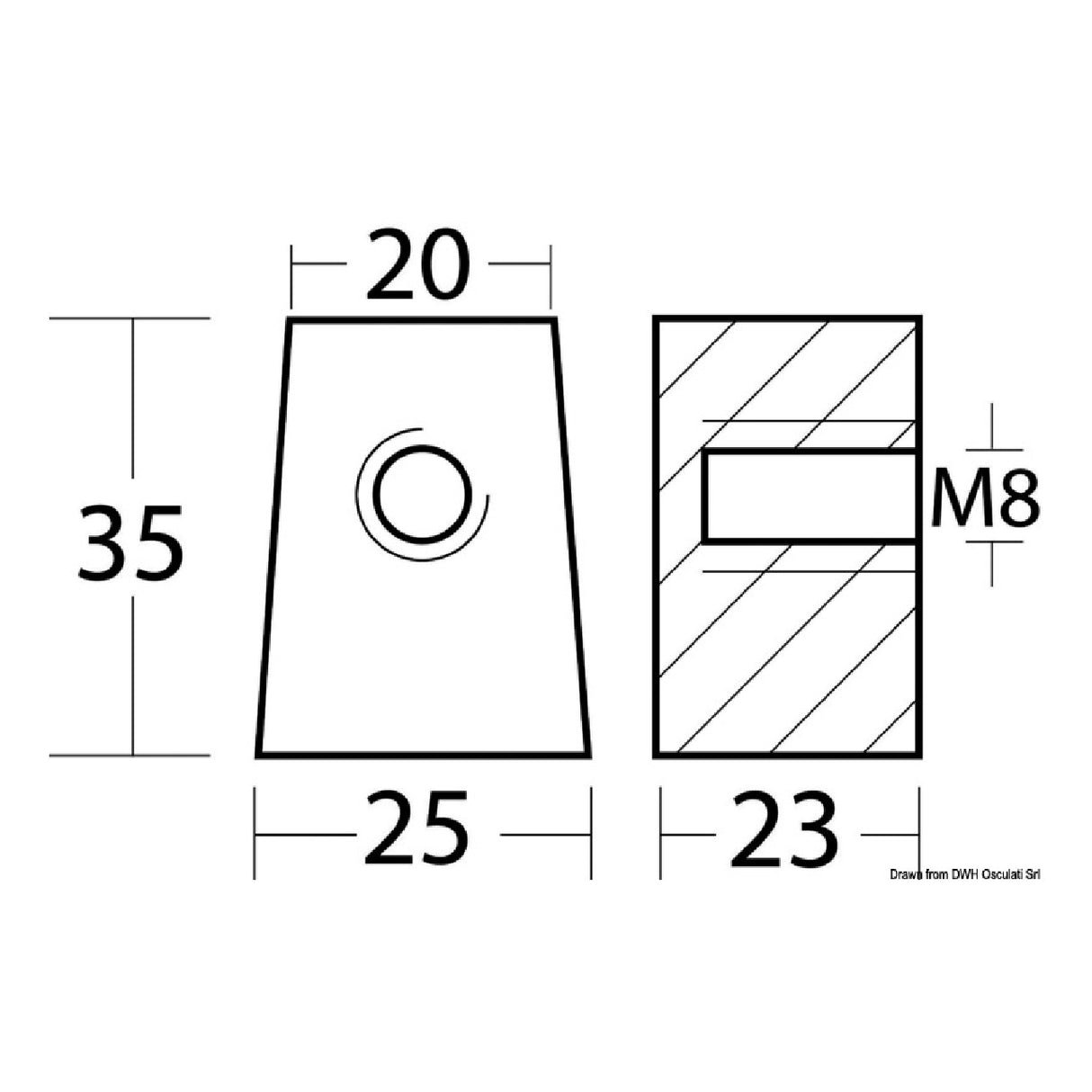 Osculati Zinkanodenfuß Yamaha 30/60 PS 43.260.02