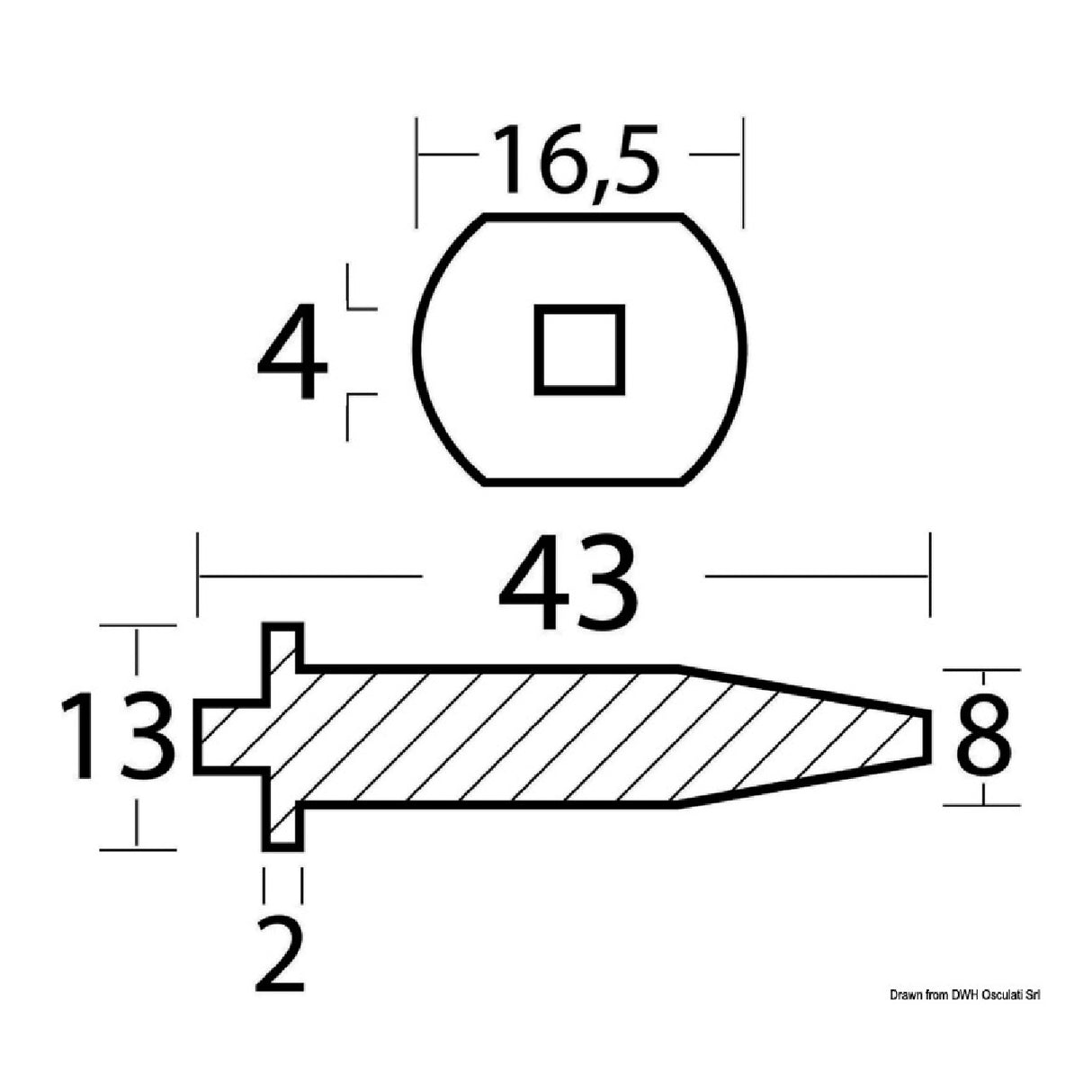 Osculati Zylinderanode für Yamaha 20/30 PS 43.260.14