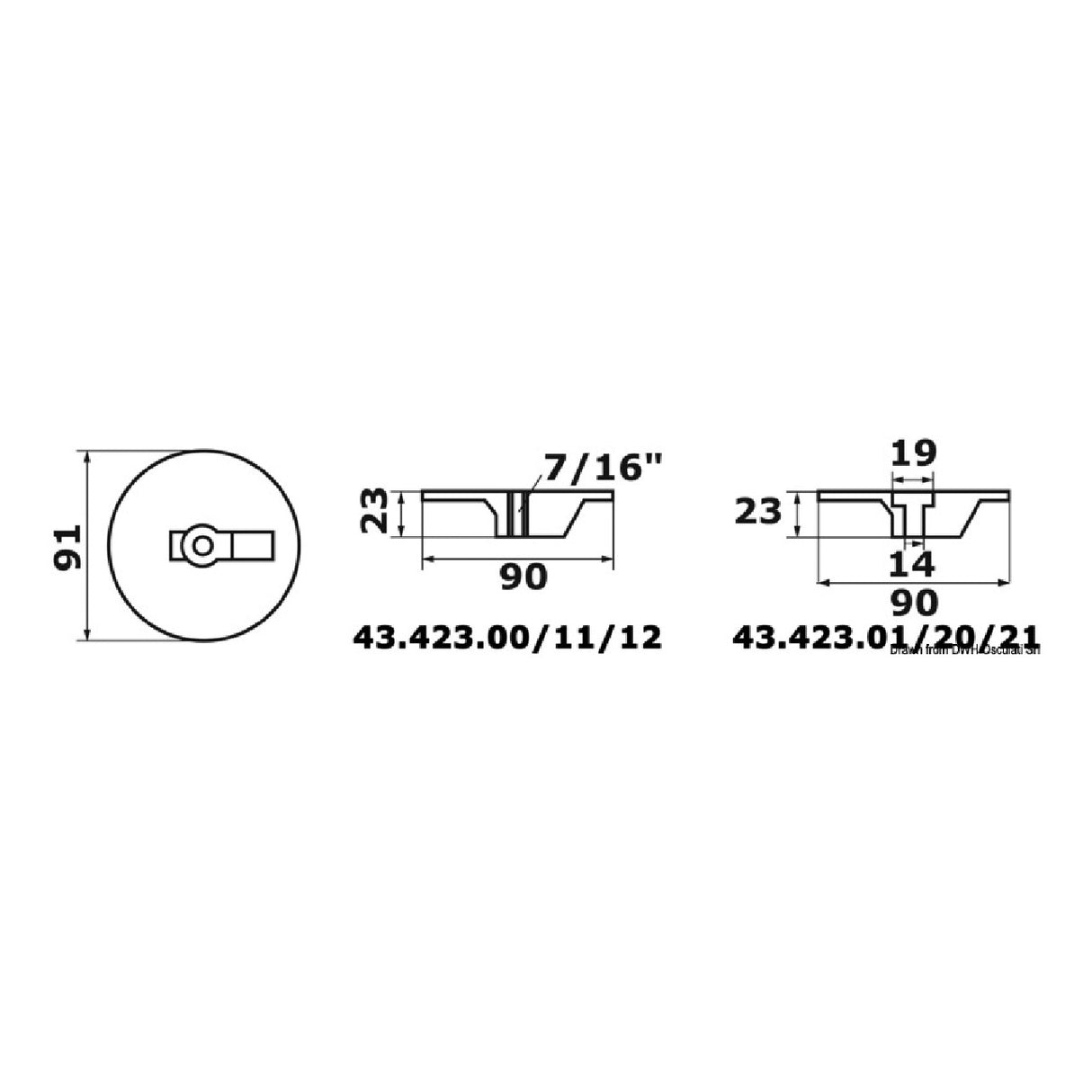 Osculati Pinna piatta per MERCURY / MARINER / MERCRUISER Alpha/Bravo/Verado 35/300 HP 43.423.00