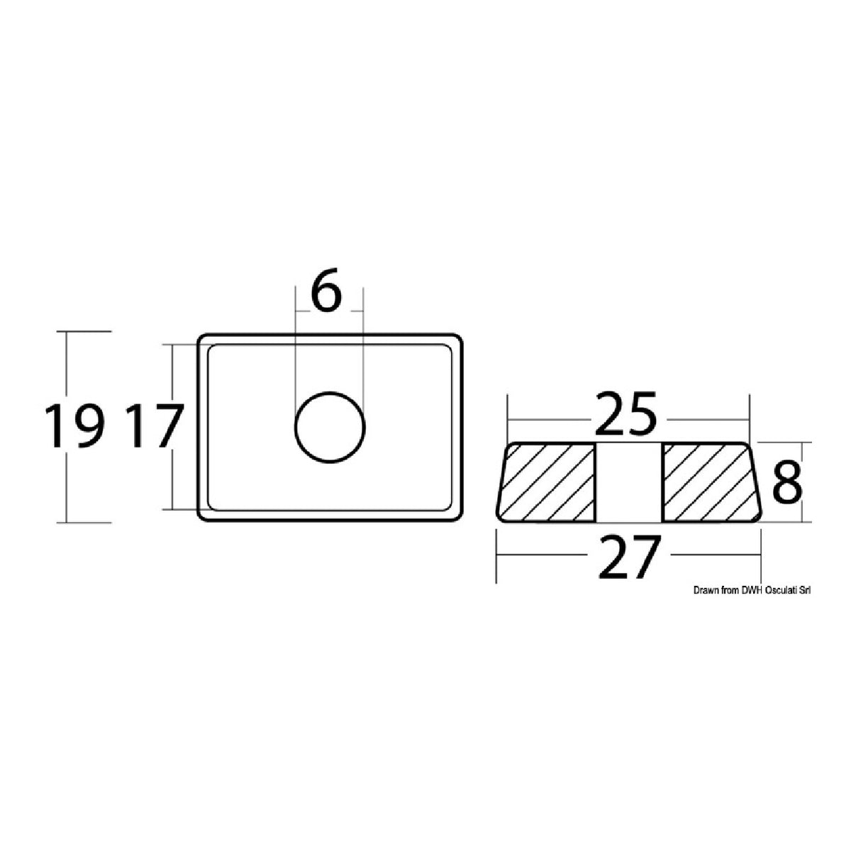 Osculati Anode für Mercury 4/5/6 HP 43.433.03