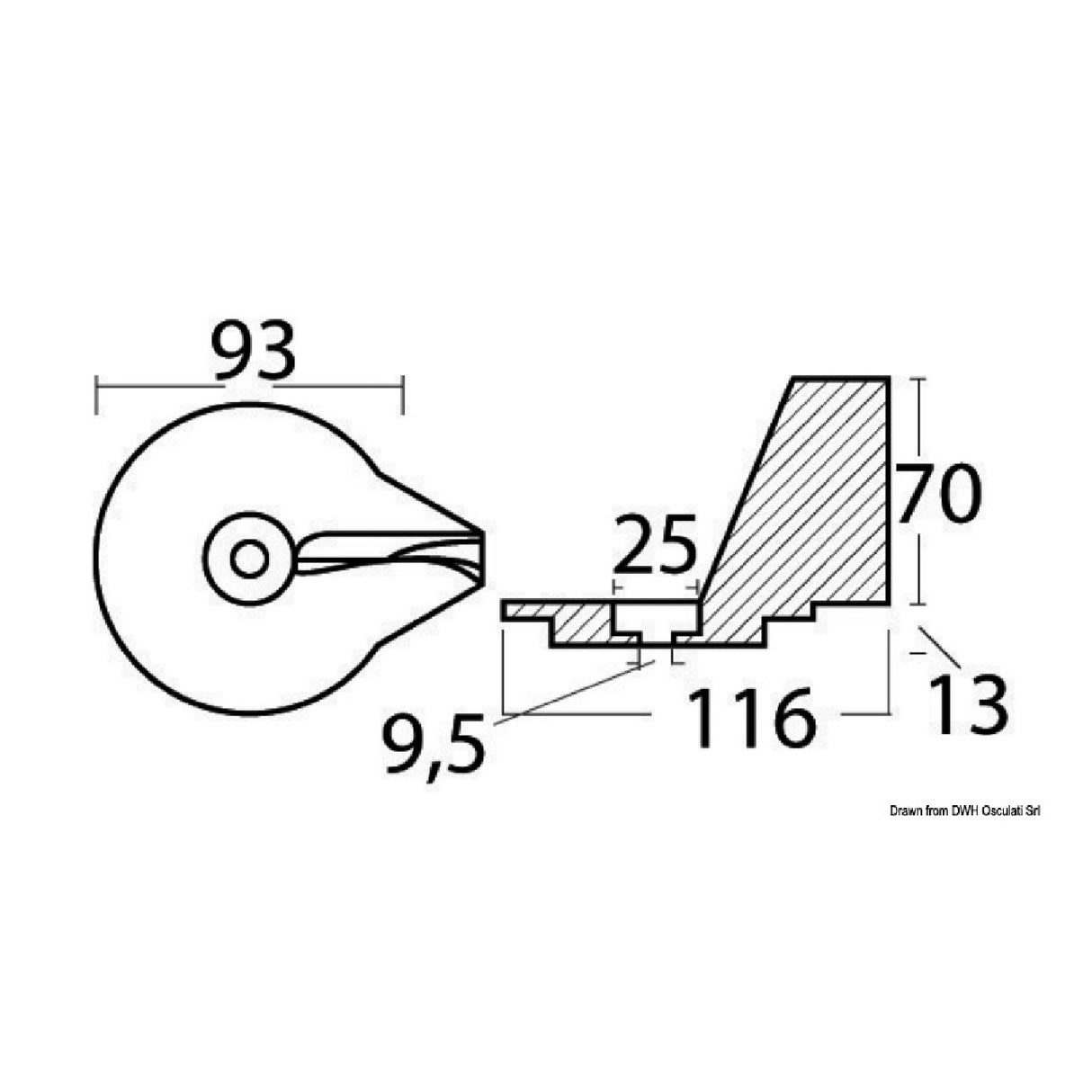 Osculati Pinna Anodo Mercury 25/50 HP, 2 e 4 tempi 43.822.15