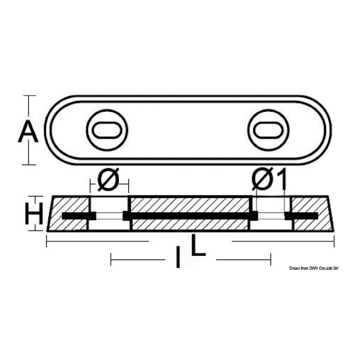 Osculati Vetus type anode with insert 43.902.01