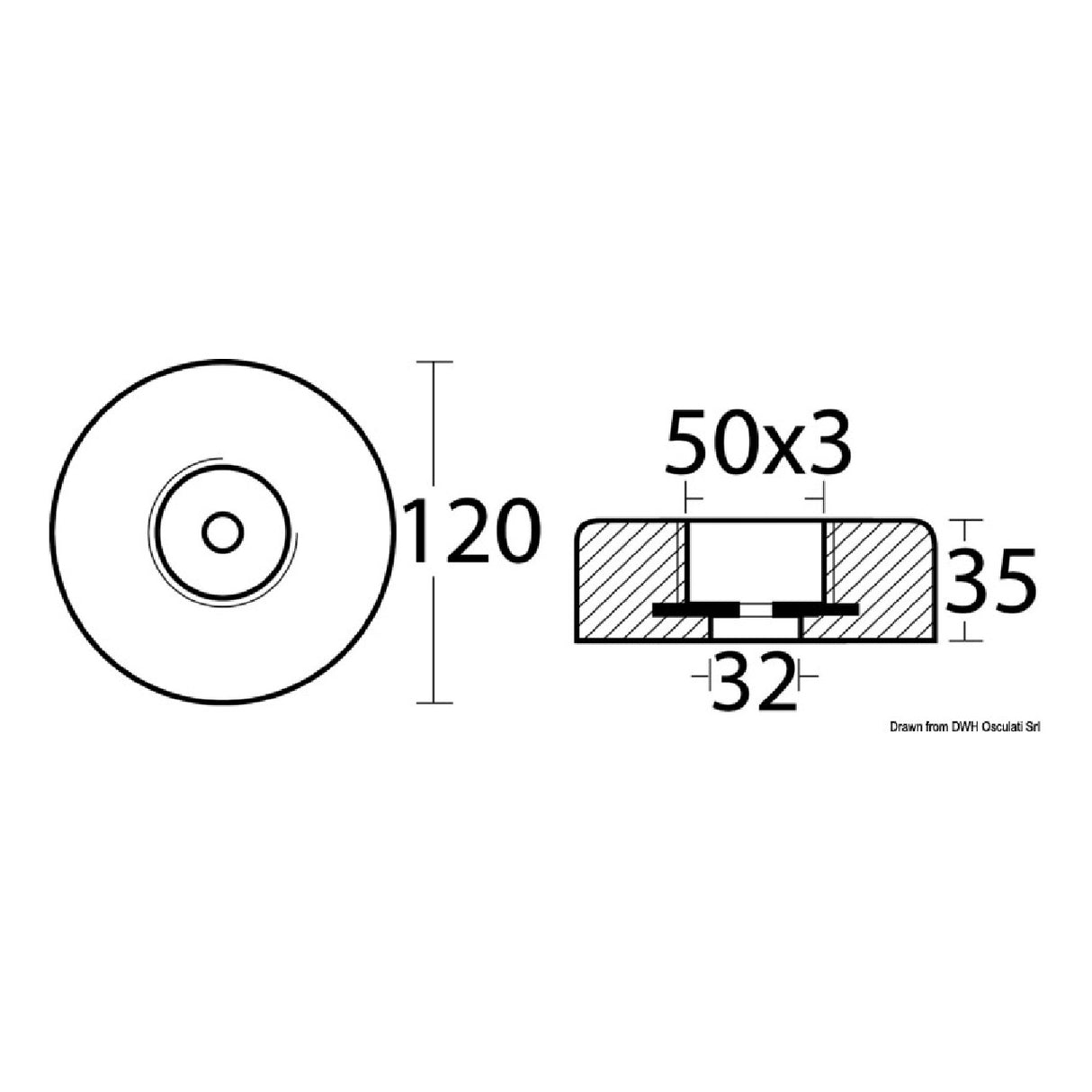 Osculati Circular Anode with Retractable Fixing 43.918.28