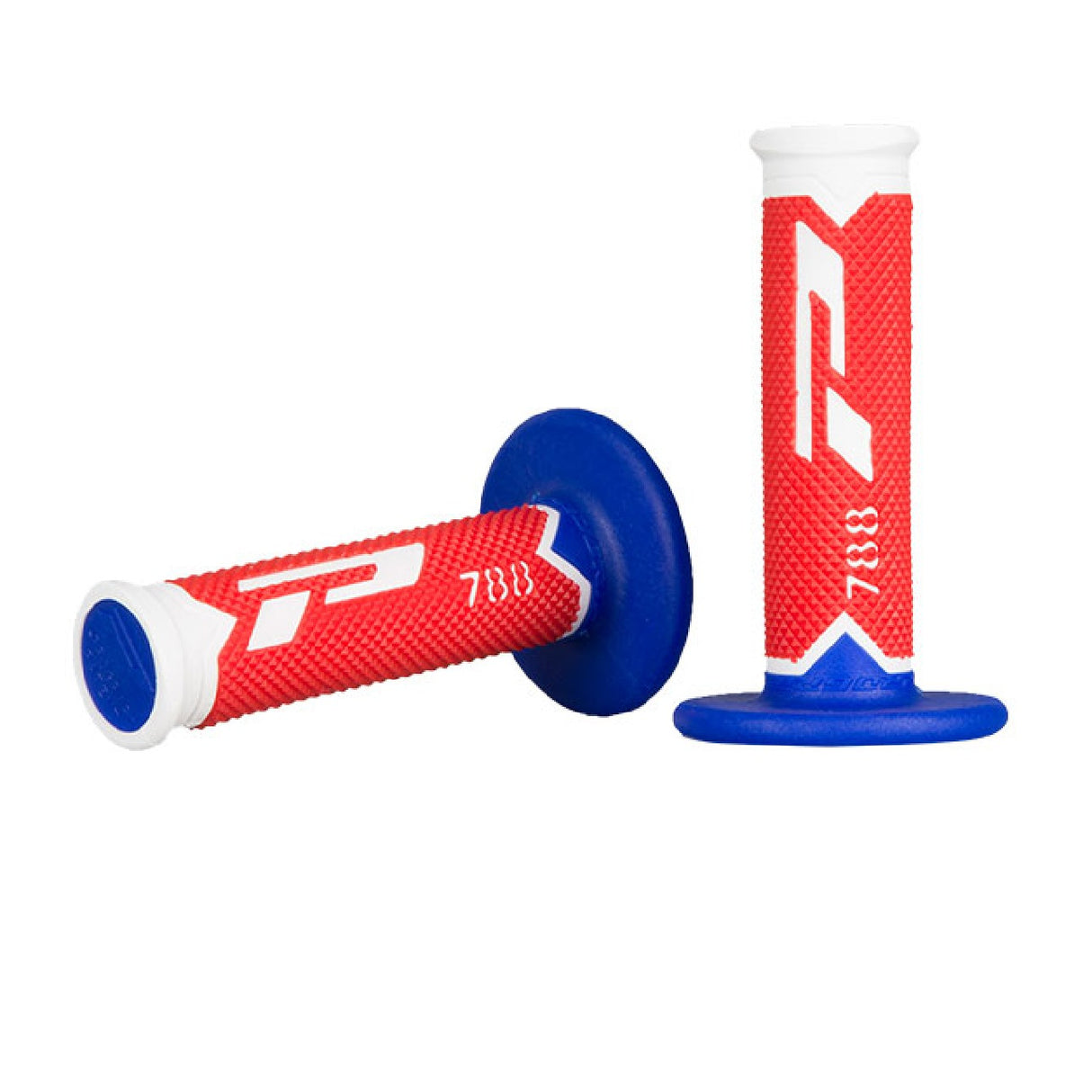 Puños de motocross Progrip TD blanco-azul-rojo