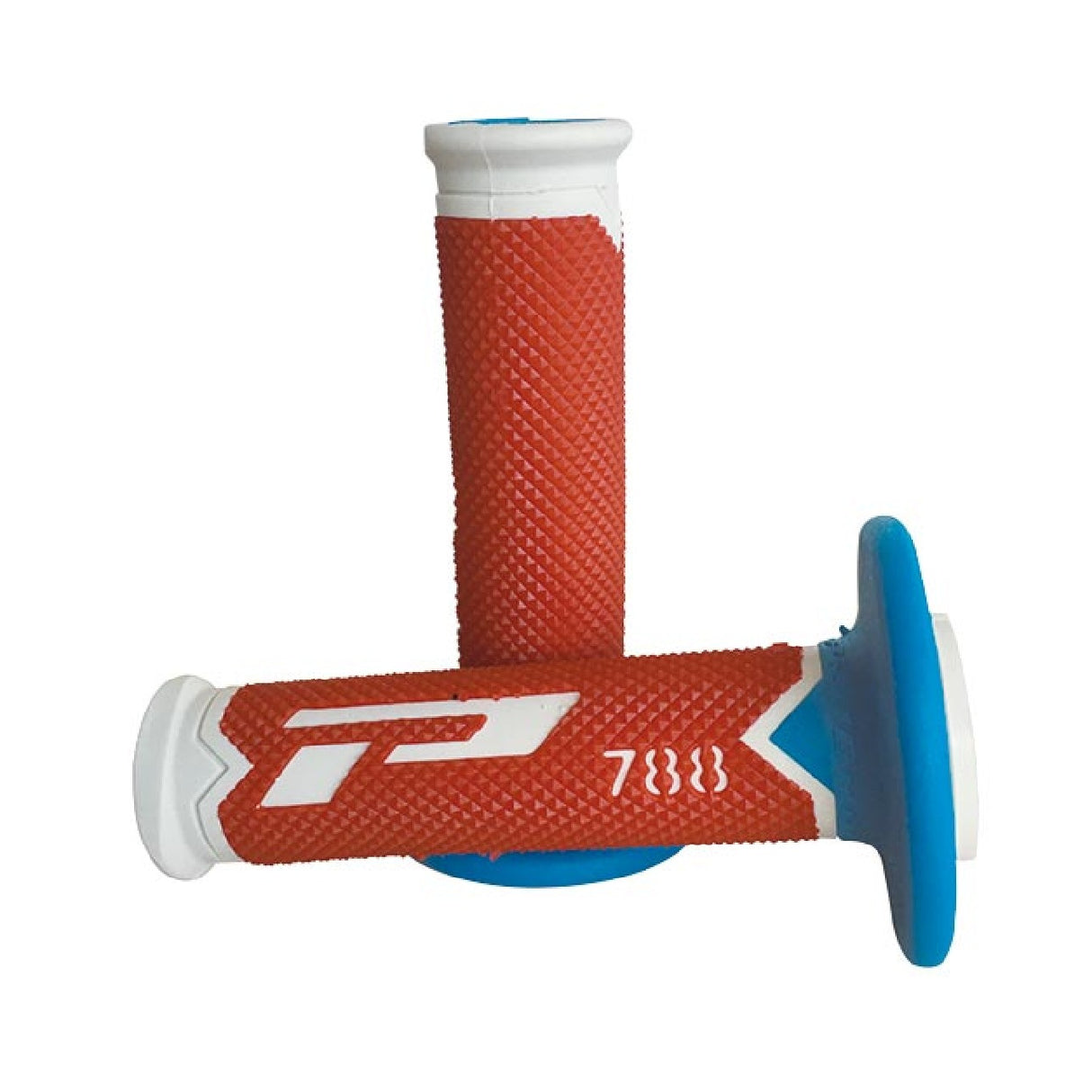 Puños de motocross Progrip 788 de triple densidad, blanco, rojo y azul
