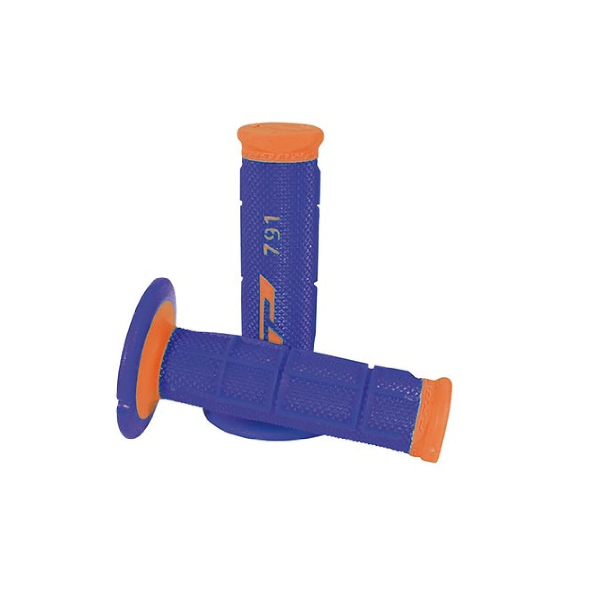 Puños de motocross Progrip 791 de doble densidad, color naranja fluorescente y azul