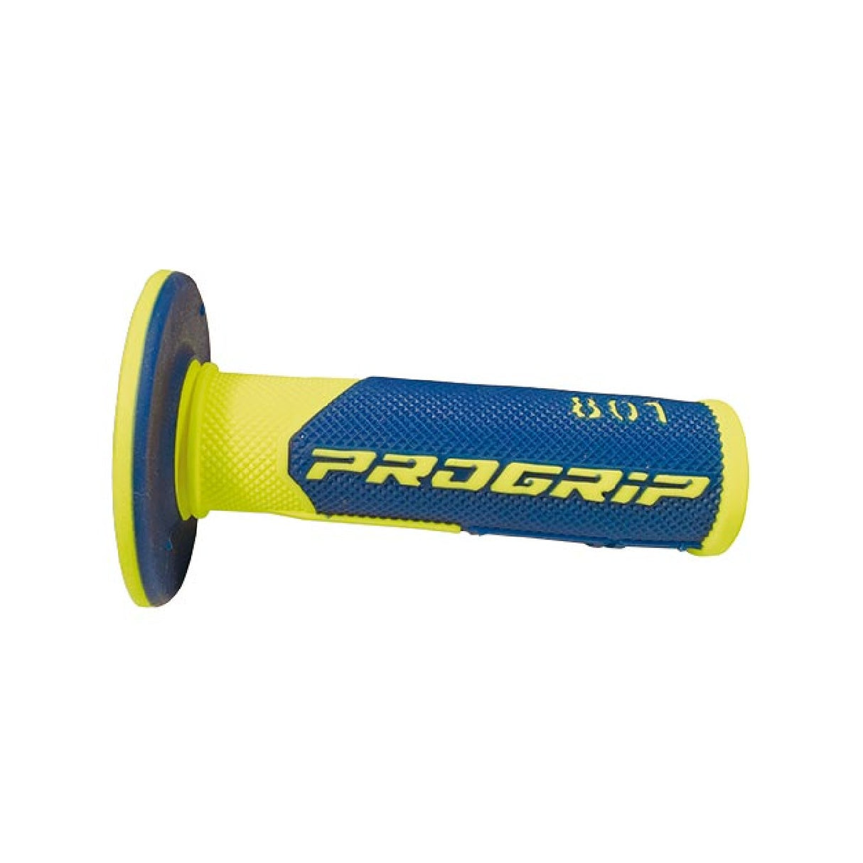 Puños de motocross Progrip 801 de doble densidad en amarillo fluorescente y azul