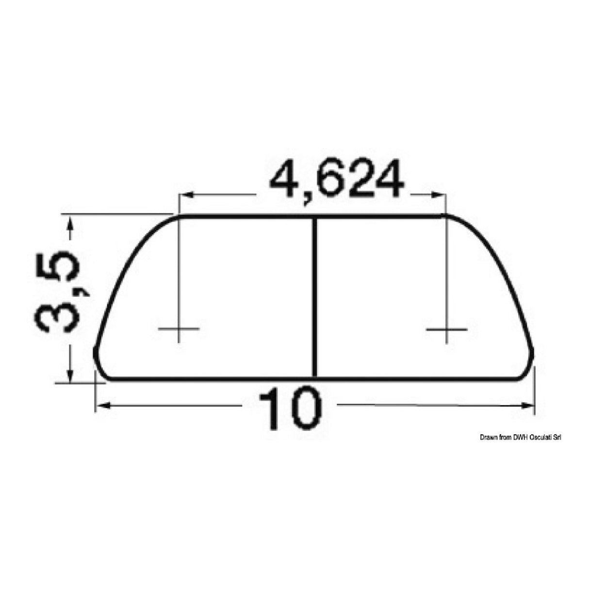 Osculati Perfil semicircular en acero inoxidable AISI 316 pulido espejo 44.479.10
