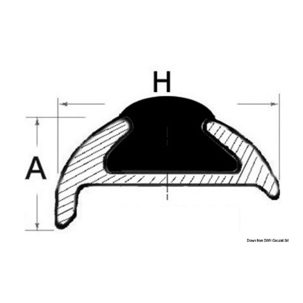 Osculati Anodized aluminum fender profile 25 x 7 mm 6 m bars 44.485.26