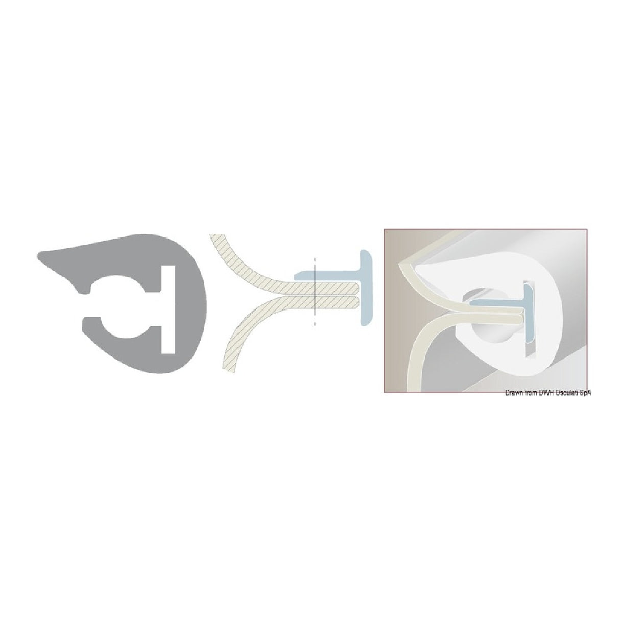 Osculati PVC fender profile 36 x 38 mm black 44.488.45 - 1 reel of 24 meters 44.488.45