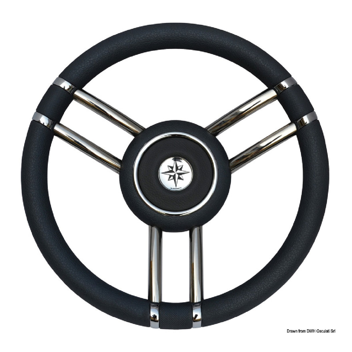 Osculati Apollo steering wheel in stainless steel and polyurethane 350 mm 45.178.11
