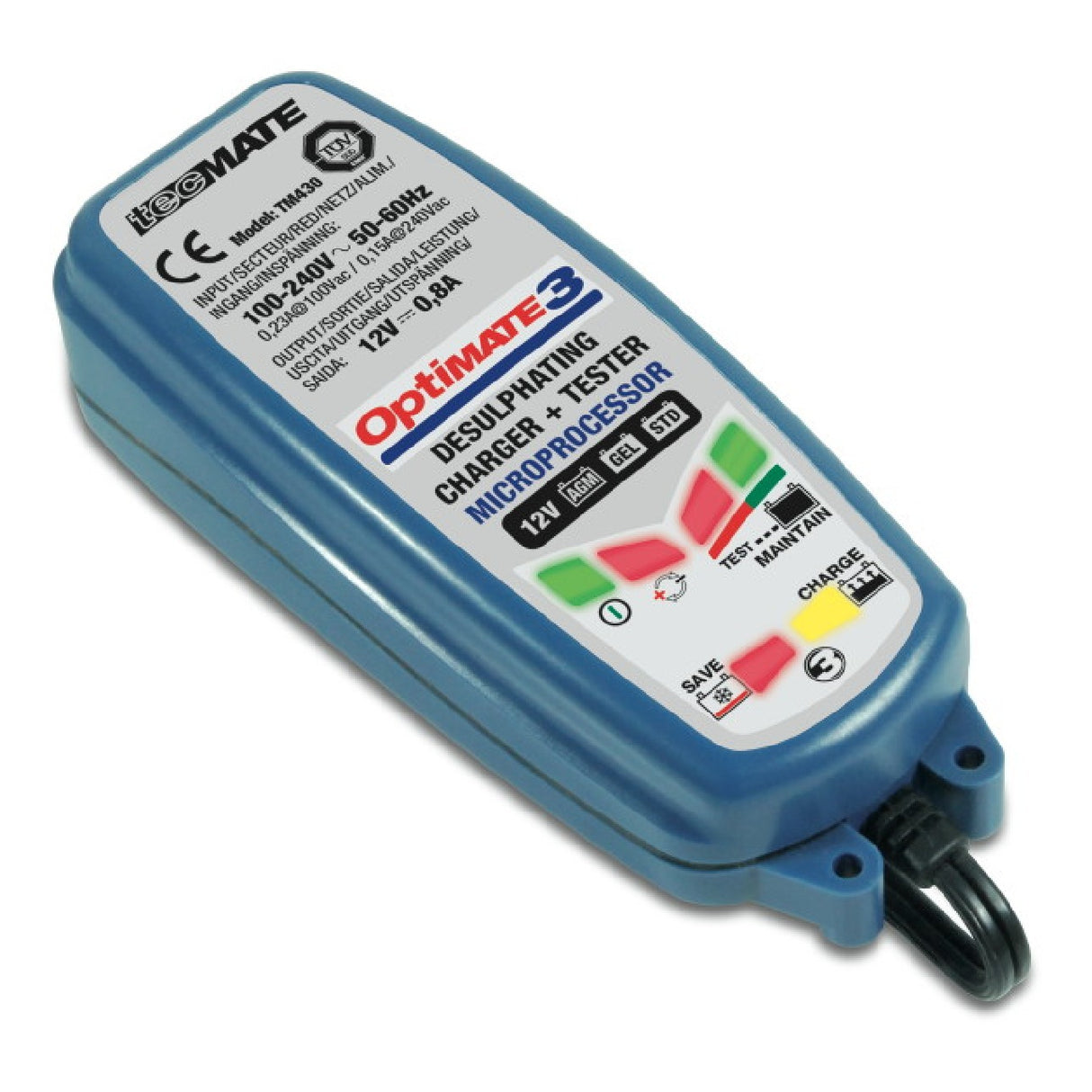 OPTIMATE 3 Tecmate Motorrad- und Roller-Akkuladegerät