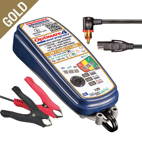 Tecmate Optimate 4 Quad Programm-Akkuladegerät 12,8 V – 1,25 A TM630-PR
