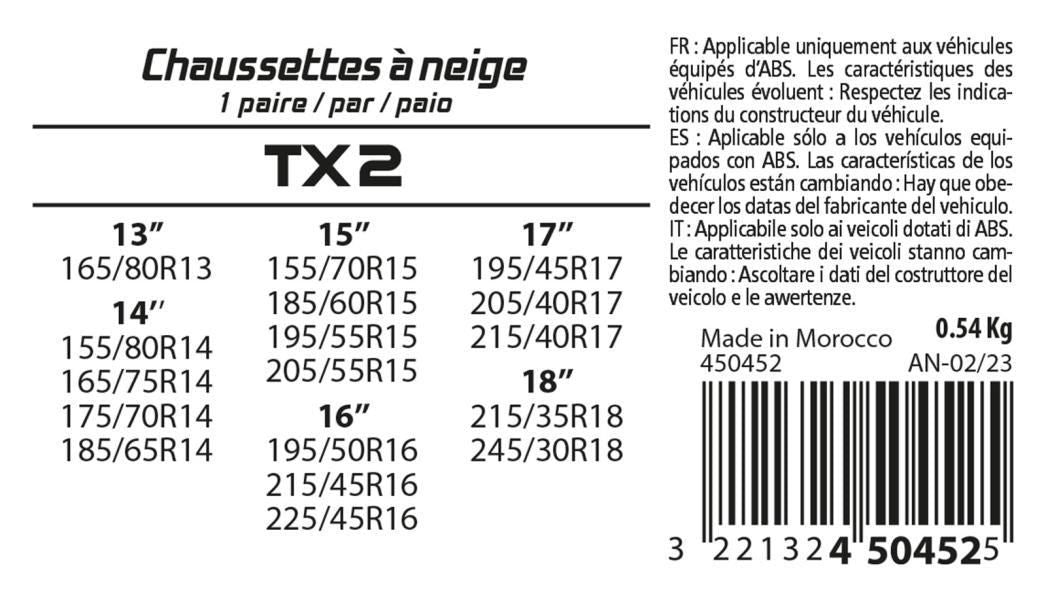 XLPT-Schneesocken aus TX2-Gewebe