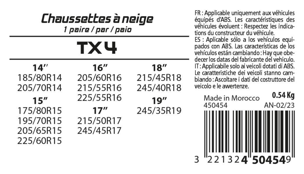 Calcetines de nieve de tela XLPT TX4 Group