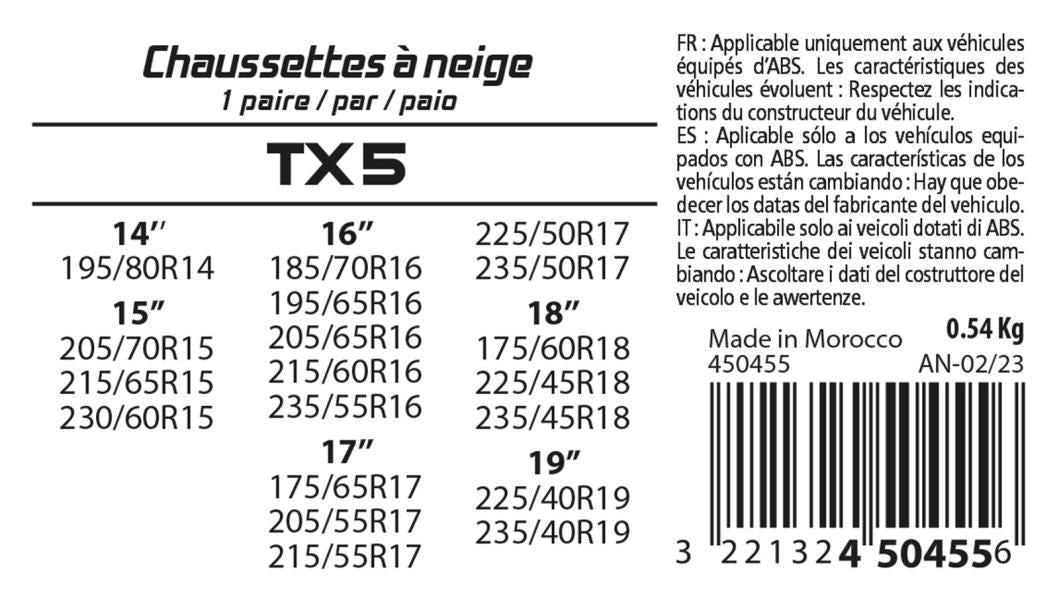 Xlpt Calze da neve in tessuto gruppo TX5
