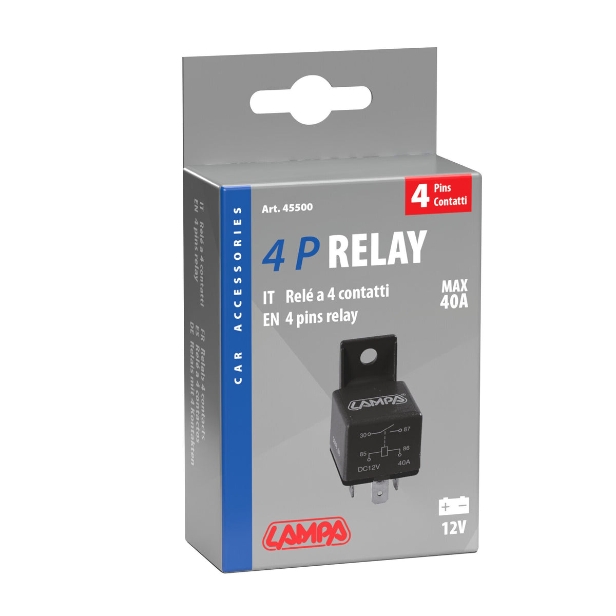Lampa Relay universale 4 contatti - 12V - 30A 45500