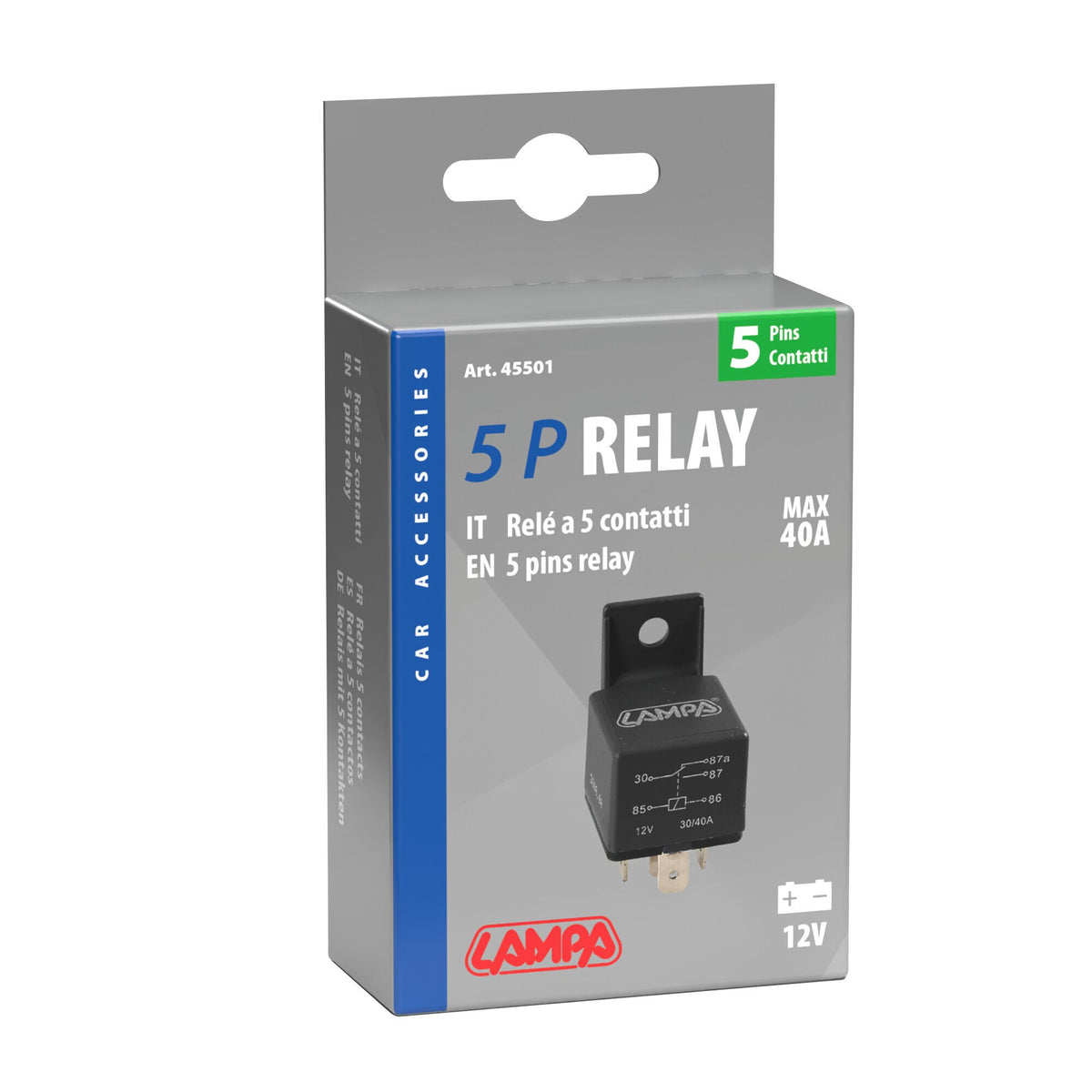 Lampa Relay universale 5 contatti - 12V - 30A 45501