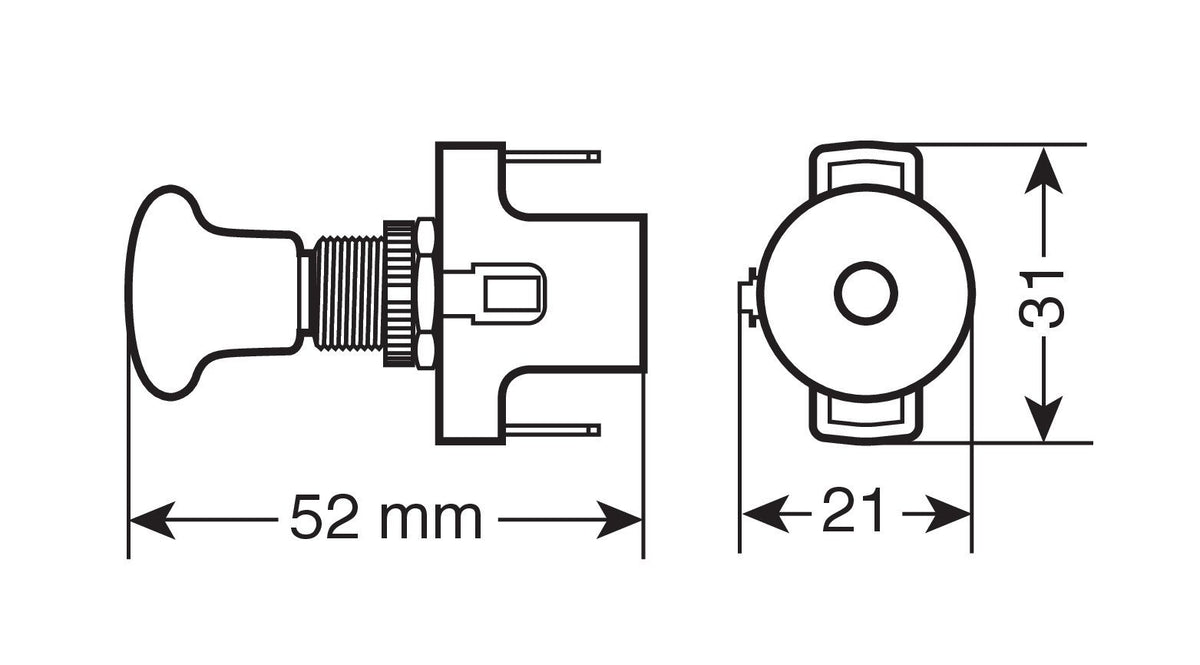 Lampa Interruttore Tira-Spingi con Spia LED 12/24V Rosso 10A