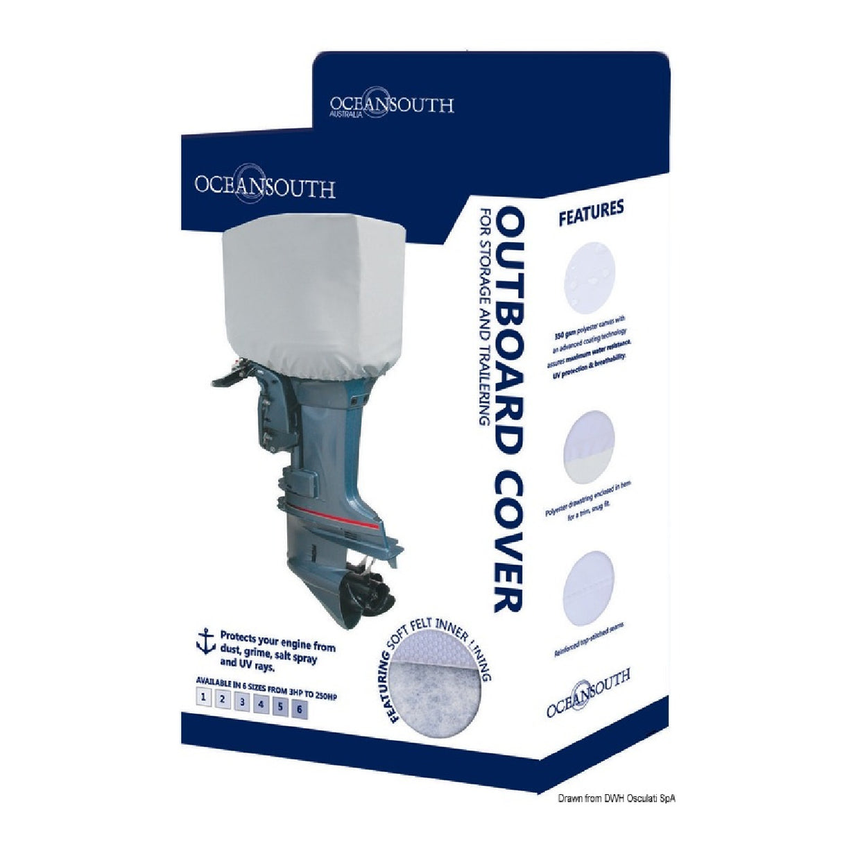 Oceansouth Top Quality 2/4 Stroke Outboard Motor Cover - Grey Motor Head