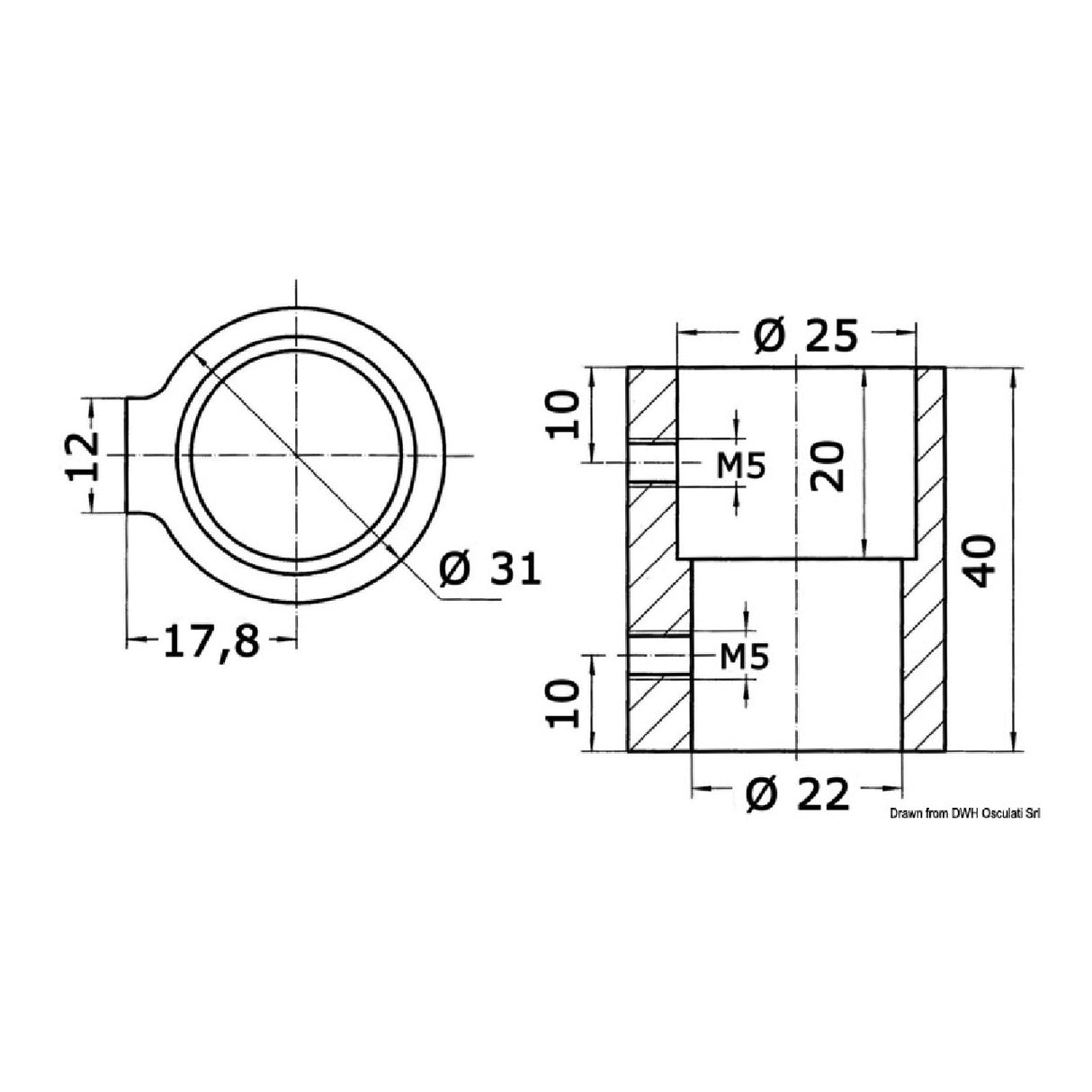 Osculati 46.658.00 Bimini-Top-Schlauchanschluss
