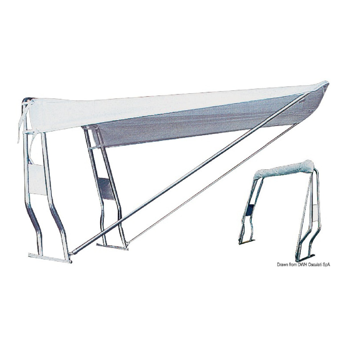 Osculati Tendalino telescopico di poppa per Roll-Bar in tubo inox o vetroresina Bianco 46.906.21