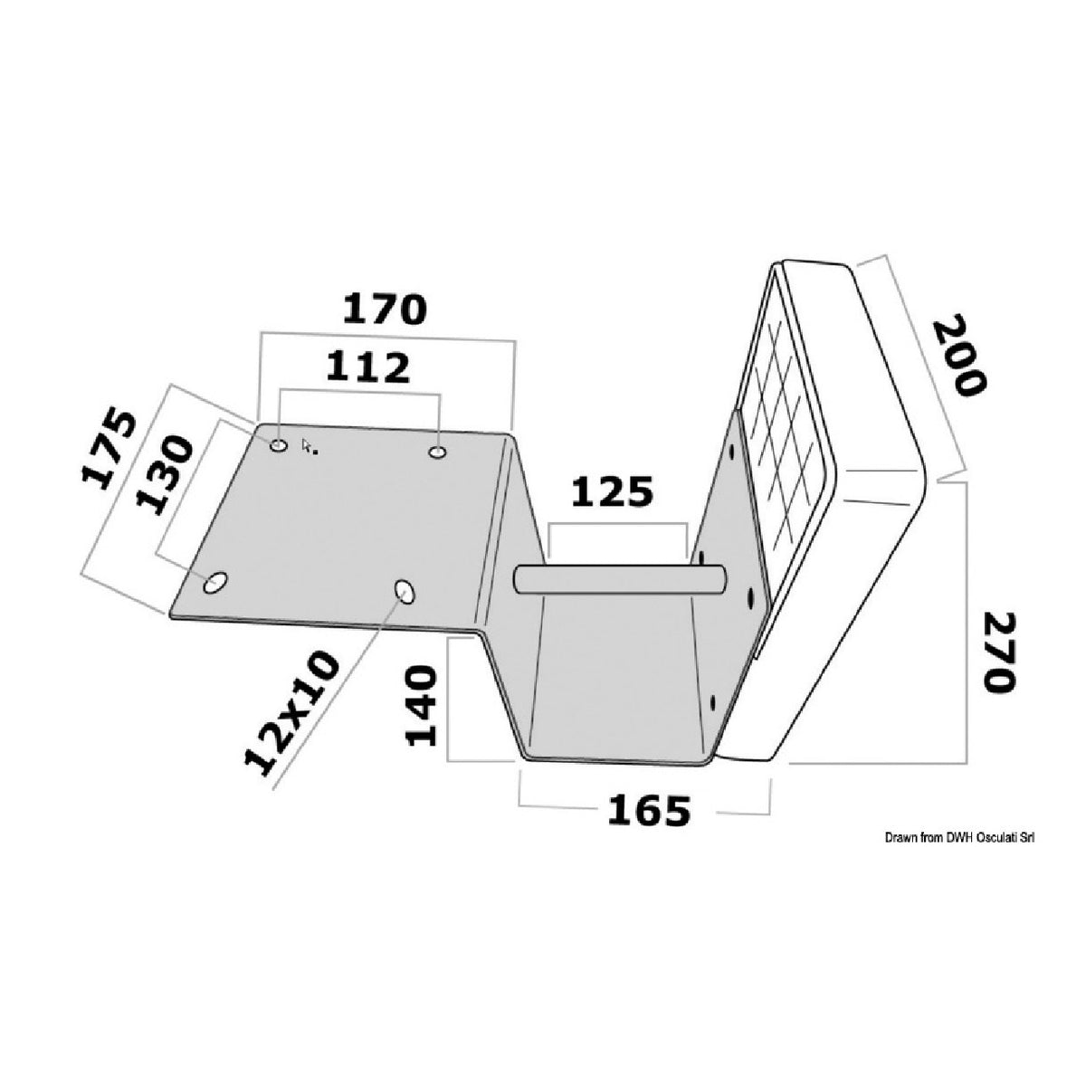 Soporte de motor auxiliar Osculati para plataforma, modelo rebajado 47.376.13