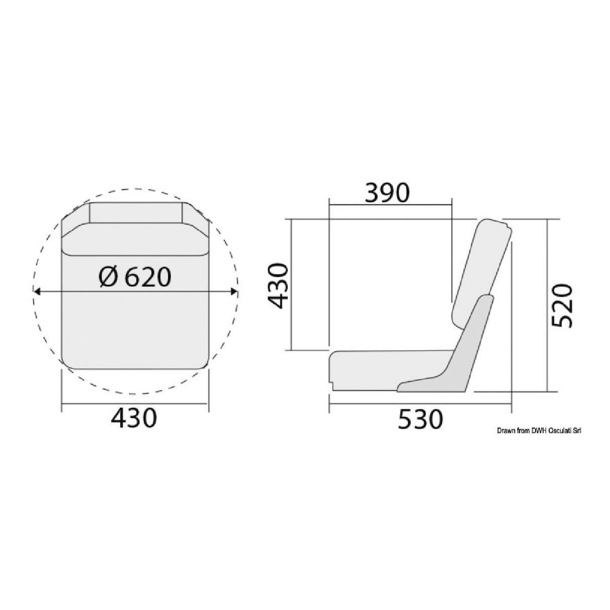 Osculati Deluxe Asiento con respaldo plegable 48.403.01