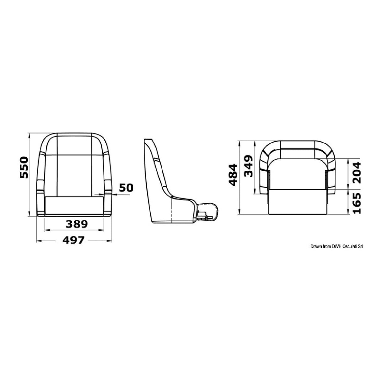 Osculati Sedile compatto imbottito con flip up H51 48.410.05