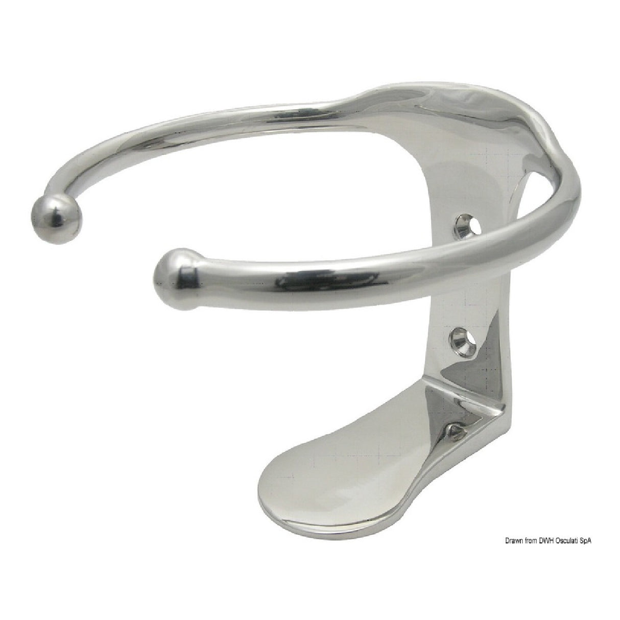 Osculati Portavasos individual de acero inoxidable con fijación por tornillos 48.429.10