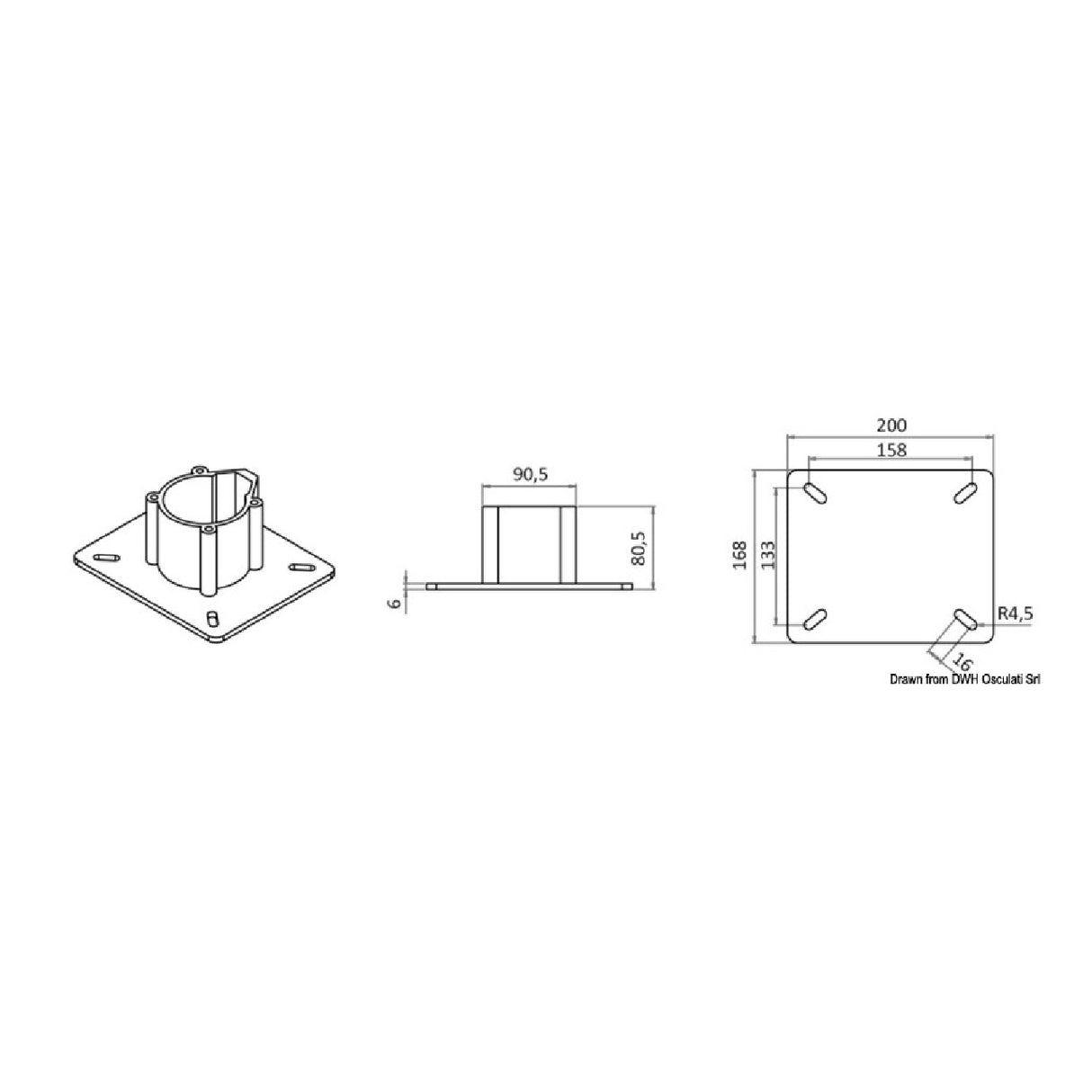 Osculati Supporto sedili girevoli in alluminio anodizzato base lucida 48.640.00