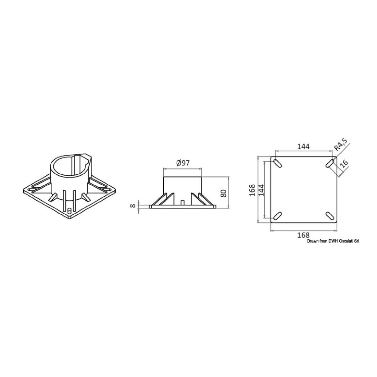 Osculati Supporto per sedile light base sabbiata 48.665.00