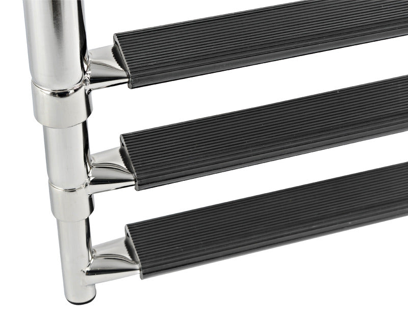 Osculati 49.541.33 Schmale Teleskopleiter aus Edelstahl mit 3 schwarzen Stufen