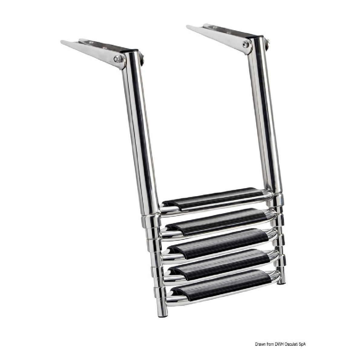 Escalera telescópica Osculati para plataforma de baño con peldaños anchos 49.541.63