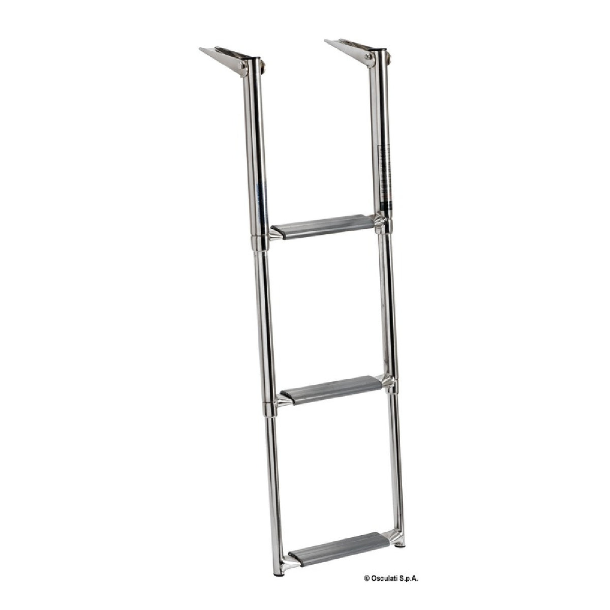 Escalera telescópica Osculati para plataforma con tubos ovalados y peldaño mayor 49.555.03