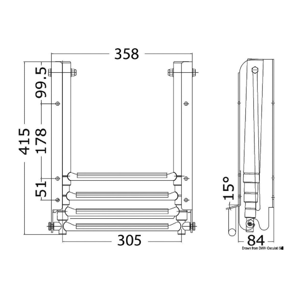 Osculati Scaletta sottoplancetta scorrevole 4 gradini 49.558.04