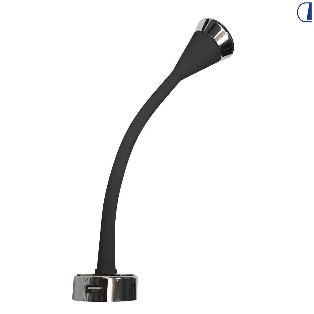 Lampada da lettura LED COB flessibile Flexi Soft Touch con USB, nera