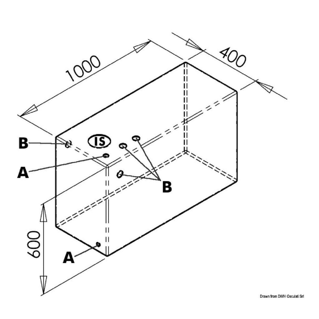 Osculati Rigid polyethylene tank for waste water 50.140.50