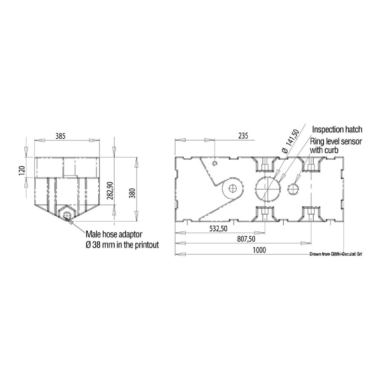 Osculati Waste water tank with built-in macerator 12/24 V 50.143.12