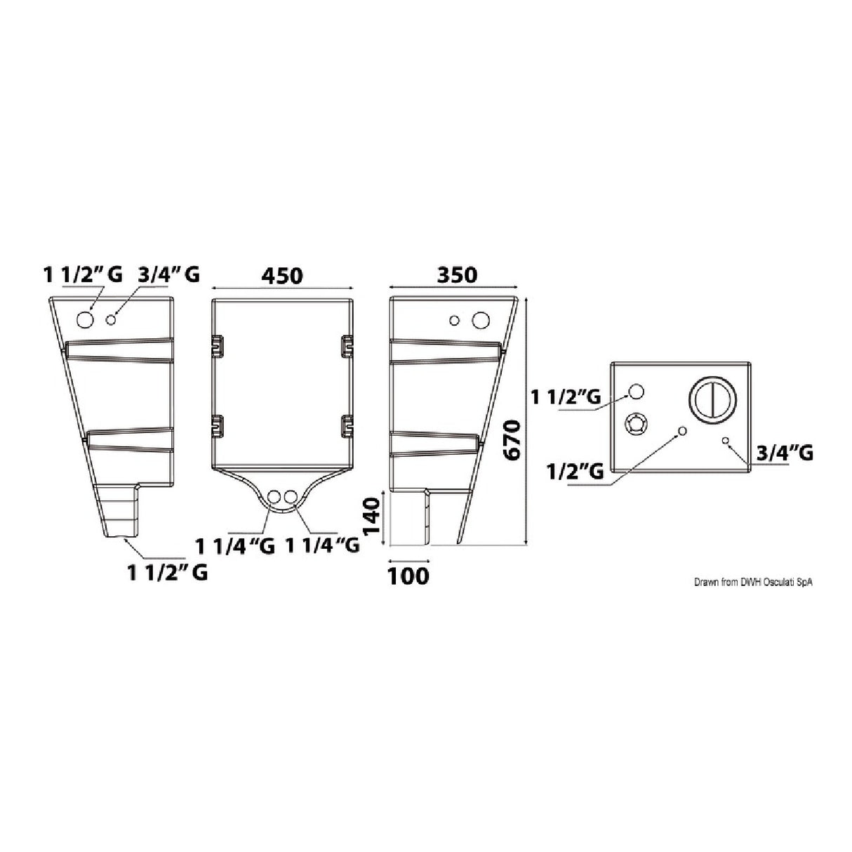 Osculati Serbatoio acque nere, per montaggio a parete 50.145.60