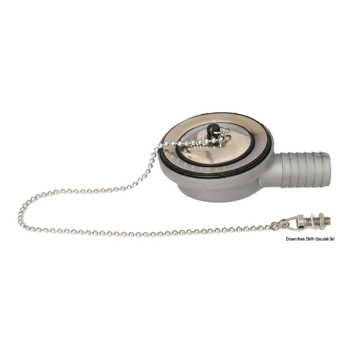 Osculati Piletta scarico orizzontale inclinato 5 tappo con catena 50.185.01