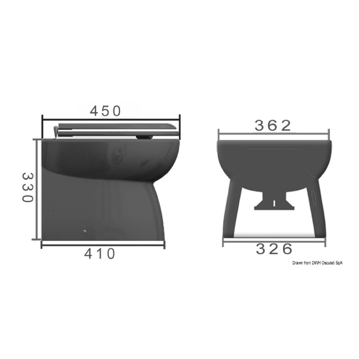 Inodoro eléctrico Osculati con taza de porcelana blanca 50.213.01