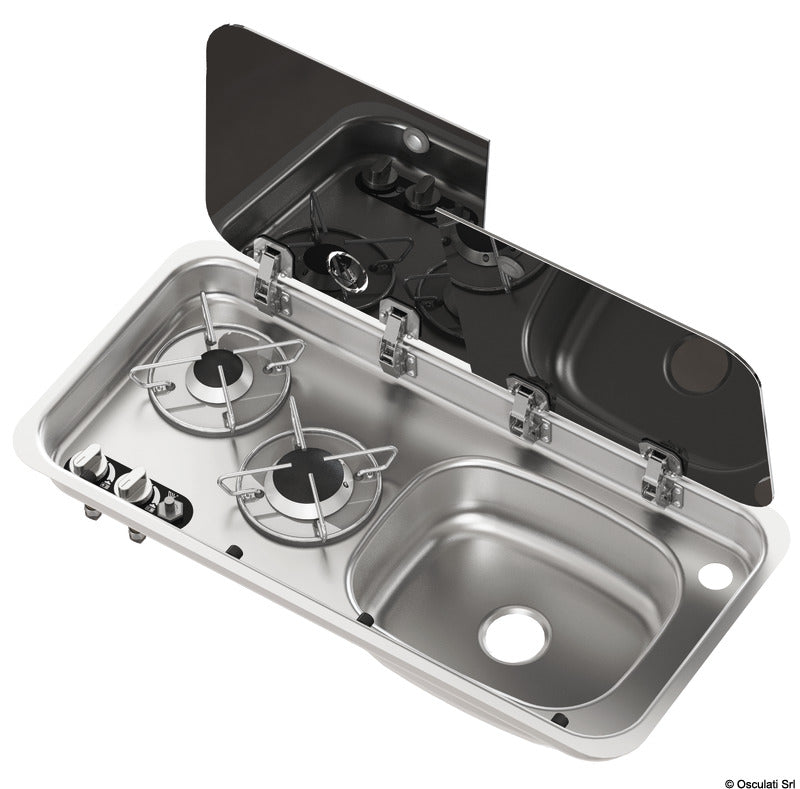 Osculati 2-burner hob - right-hand sink with mixer tap 50.714.03