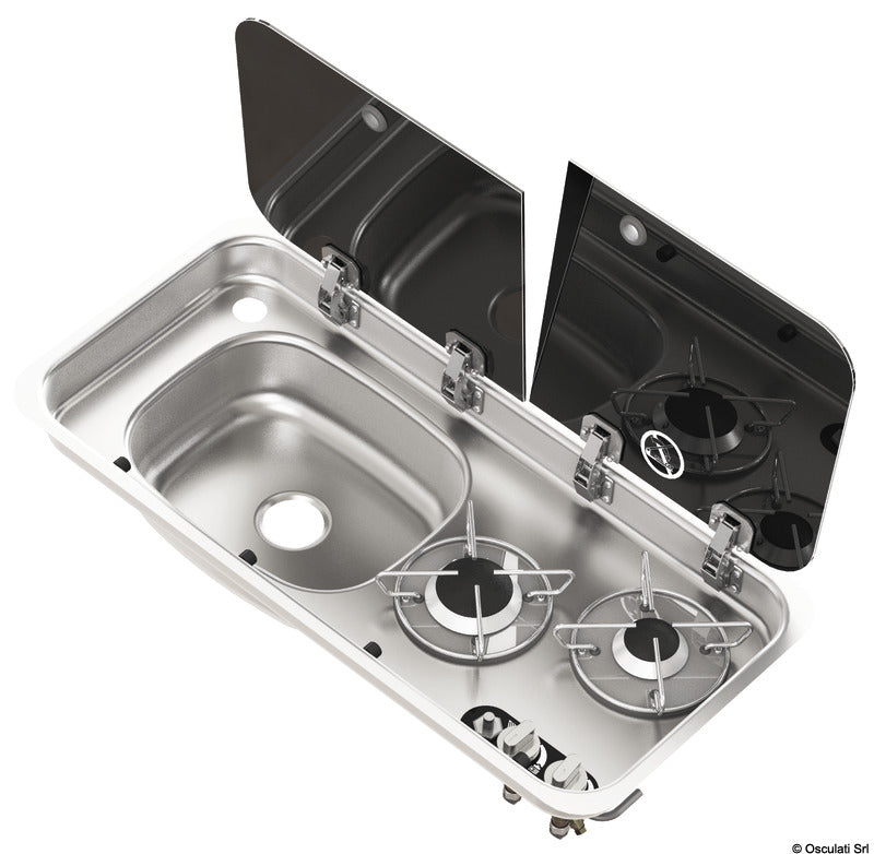 Osculati 2-burner hob - left sink with mixer tap 50.714.04