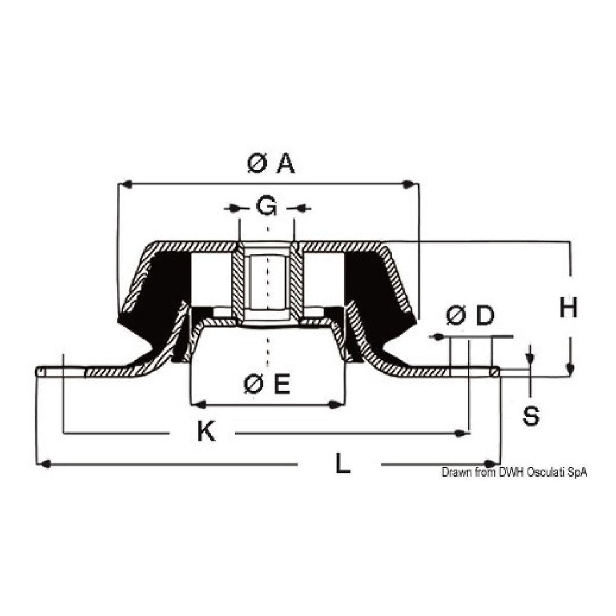 Osculati Supporto elastico antivibrante entrobordo/generatore con controtampone zincato 51.656.01